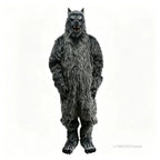 Full-Body Werewolf Costume front view on white, with pointed ears, a snarling face, and claw details