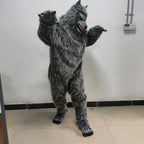 Full-Body Werewolf Costume in an indoor angled pose, with bent arms displaying the clawed gloves
