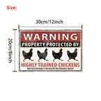 Funny Chicken Warning Sign size guide showing a 30 cm wide by 20 cm high horizontal design