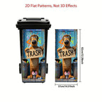 Funny Dog Bin Sticker size guide showing the flat decal measures 37 by 82 centimeters