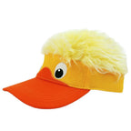 Yellow Funny Duck Wig Cap with adjustable back and fluffy hair, right angle view