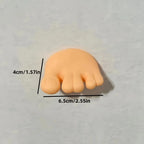 Funny Feet Toothbrush Holders size guide showing one foot clip at approximately 6.5 by 4 cm