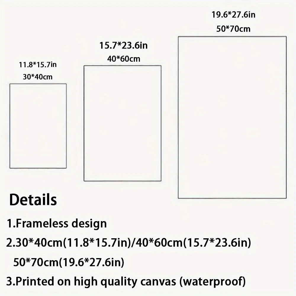 Funny Goose Bathroom Sign size guide showing 30 × 40 cm, 40 × 60 cm and 50 × 70 cm unframed prints