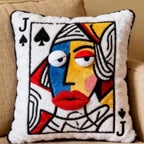 Funny Royal Card Pillows Jack variant with colorful embroidered face and raised cartoon features