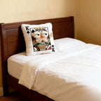 Funny Royal Card Pillows King design placed on a neatly made bed for bedroom decor