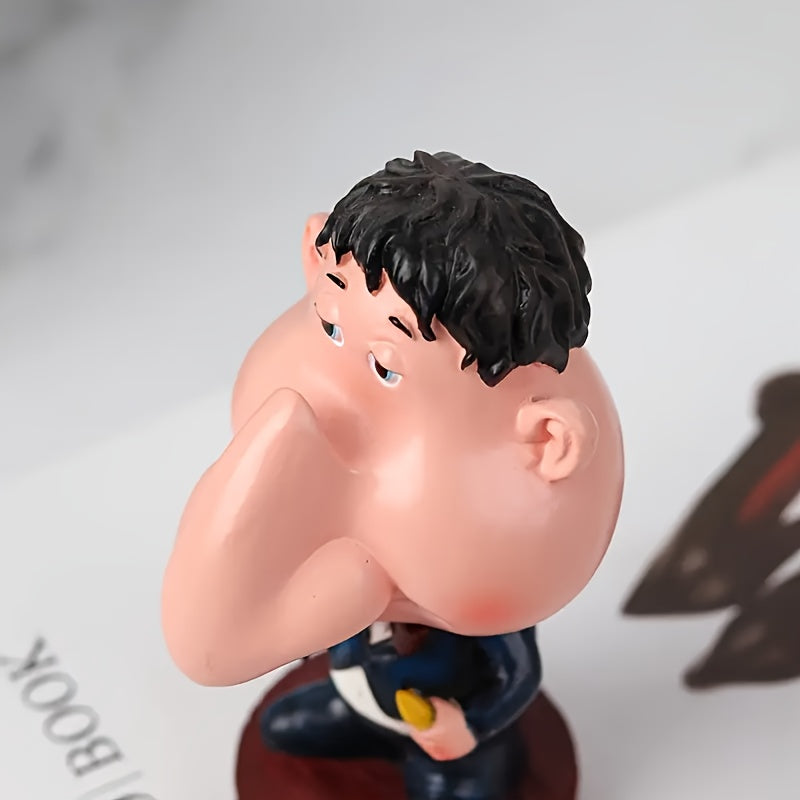 Funny Teacher Glasses Stand close-up showing the expressive eyes, oversized nose, black hair, and resin finish