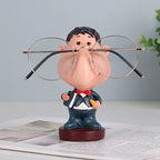 Funny Teacher Glasses Stand front view wearing oversized round eyeglasses on an open book