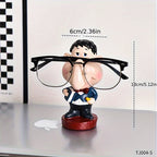 Funny Teacher Glasses Stand size guide showing 2.36 in width and 5.12 in height with black eyeglasses