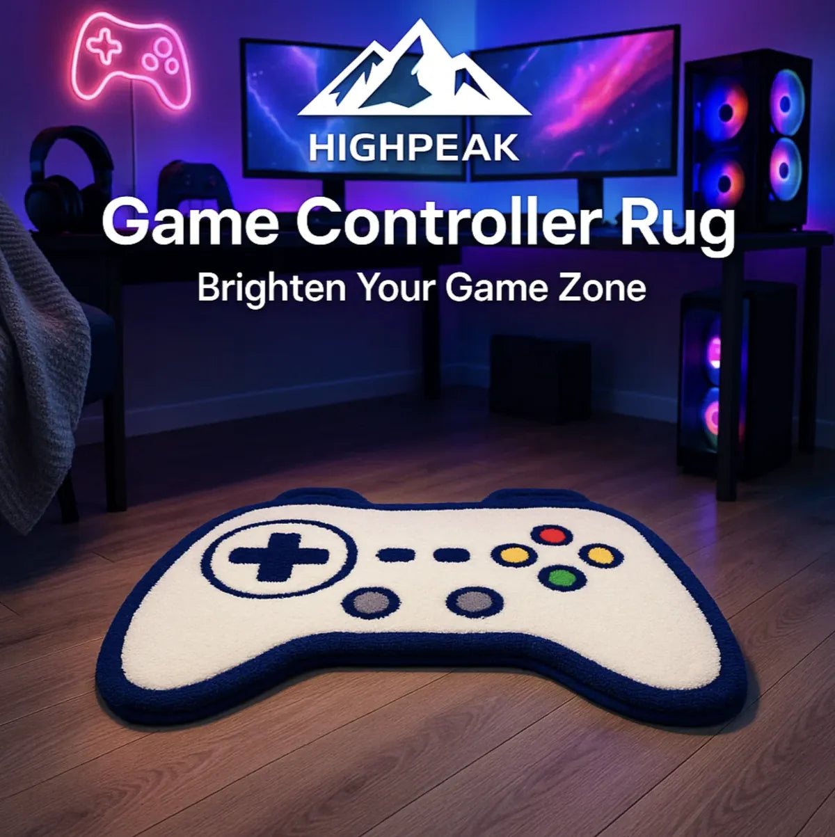 Gaming Pc Rug HighPeak Game Controller Rug – Plush Gamer Bedroom & Gaming Room Décor