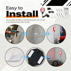 Garage Parking Sensor from HighPeak installation guide showing screw mounting and adhesive mounting methods.