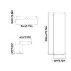 Garage Wall Protection Strip dimension guide showing 200 cm length, 8 cm width and 0.8 cm thickness