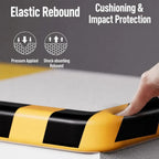 Garage Wall Protection Strip foam pressed by a finger to demonstrate compression and rebound