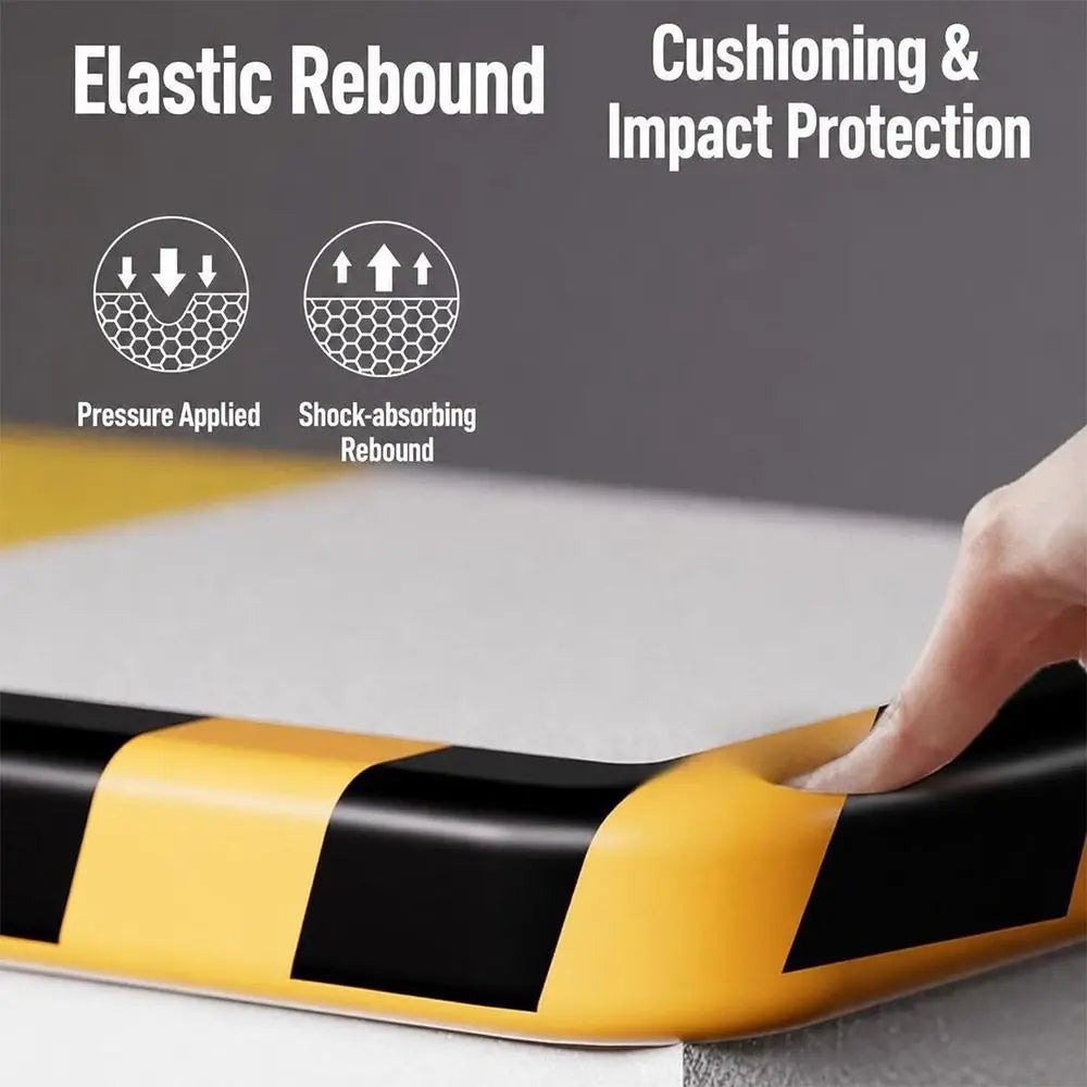 Garage Wall Protection Strip foam pressed by a finger to demonstrate compression and rebound