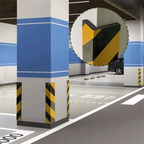 Garage Wall Protection Strip installed on parking-garage pillars with a corner-profile inset