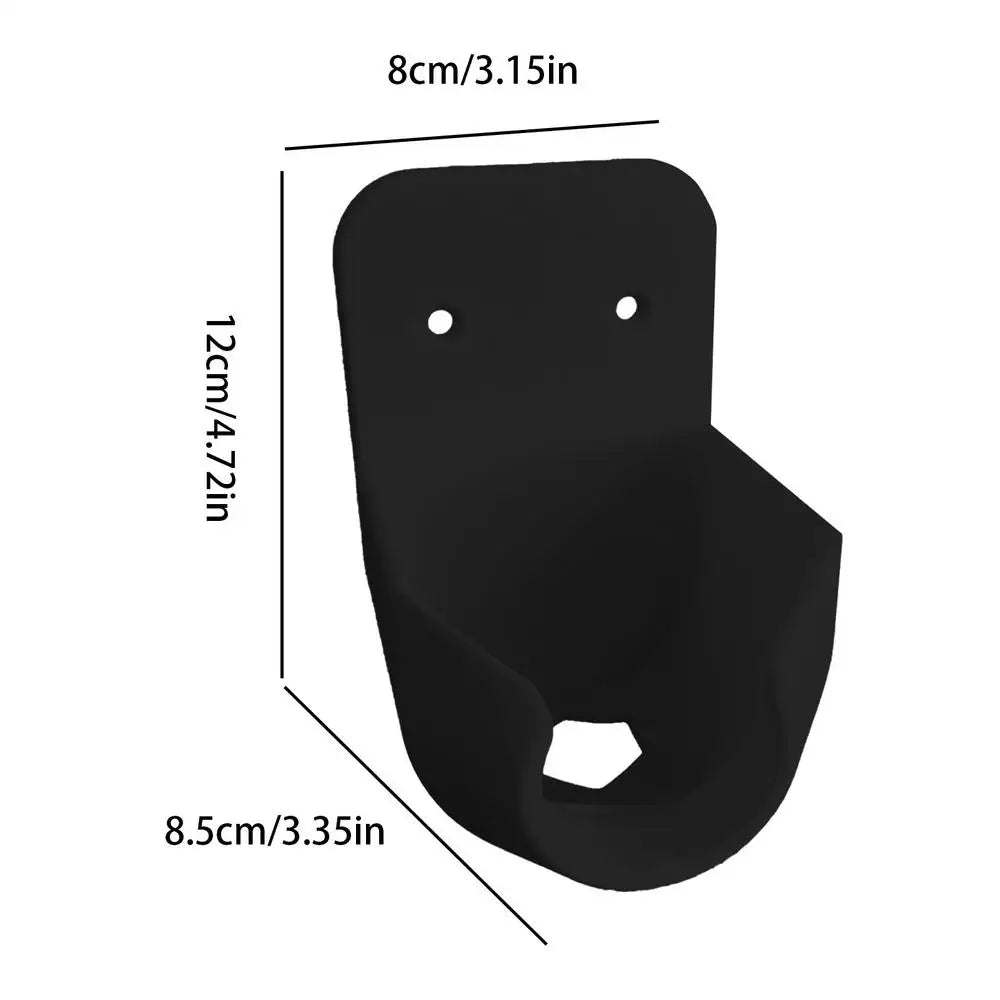 Garden Hose Nozzle Holder in black with 8.5 × 8 × 12 cm dimensions and bottom drainage opening