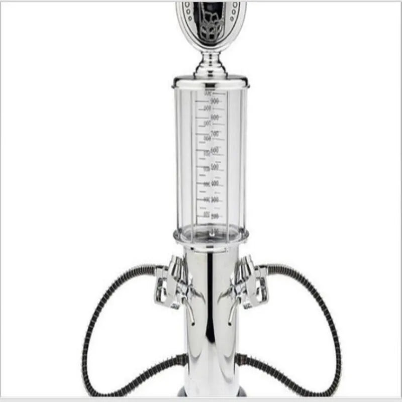 Gas Pump Drink Dispenser dual-hose supplier model with close-up of the graduated clear chamber