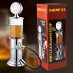 Gas Pump Drink Dispenser single-nozzle model with amber drink displayed beside its red retail box