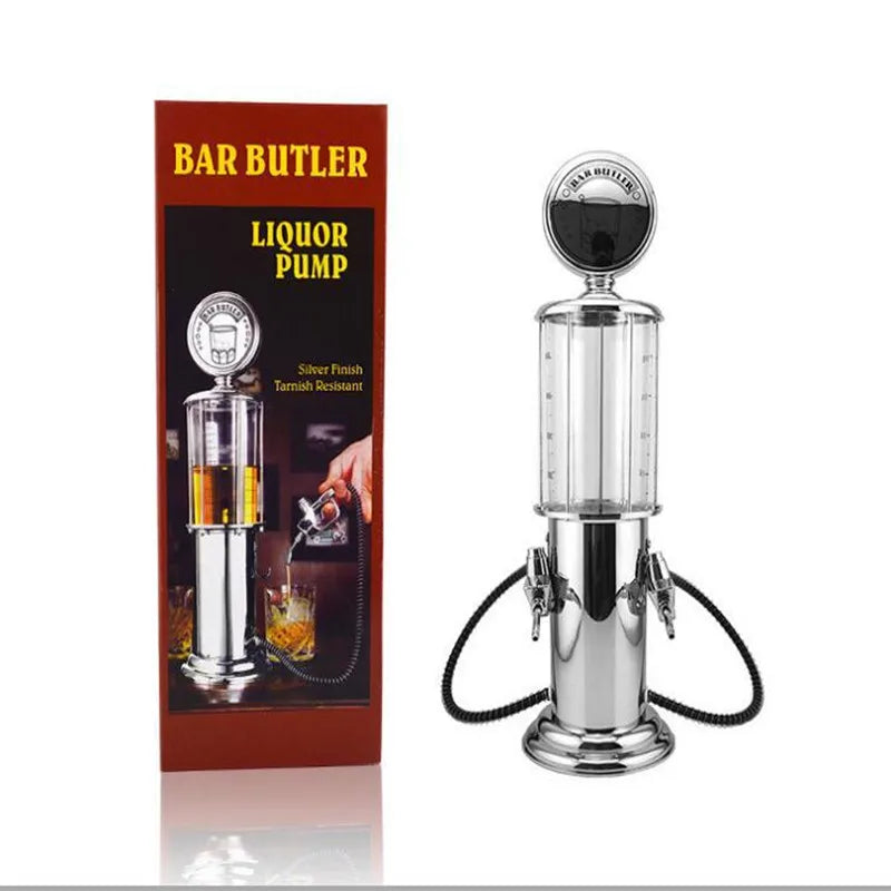 Gas Pump Drink Dispenser wide supplier packaging view featuring the two-nozzle version