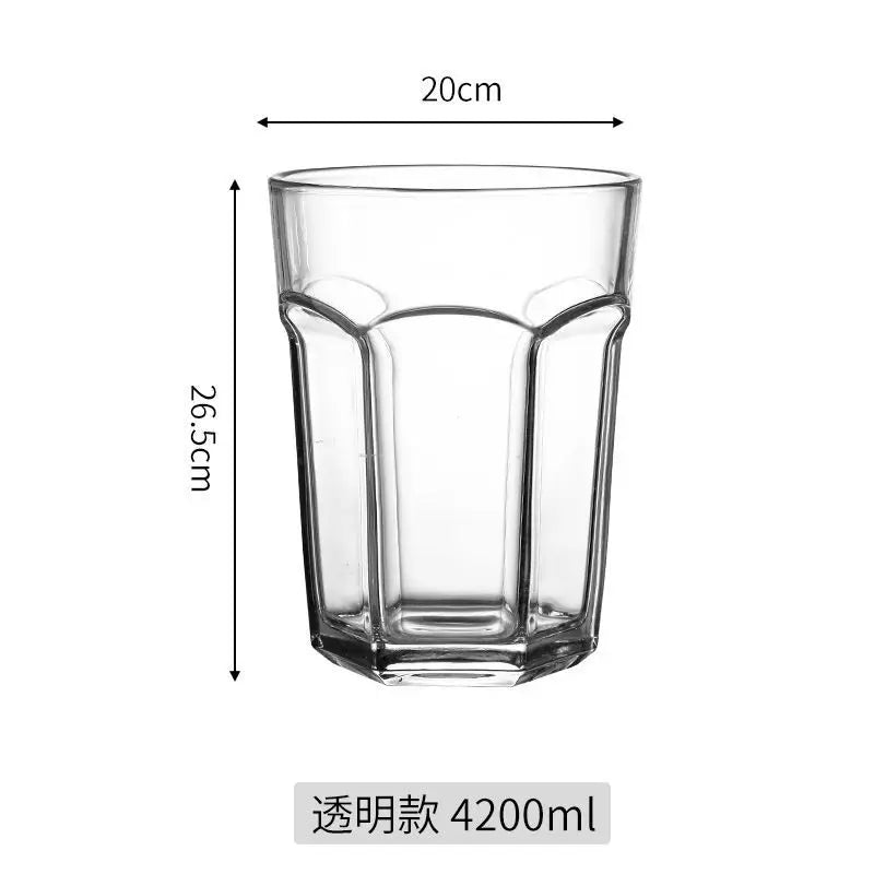 Giant Glass Drinking Cup 4200 ml option with dimensions of 20 cm across the opening and 26.5 cm tall.