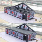 Giant Inflatable Haunted Maze with black and gray blood-splatter exterior in an outdoor setup
