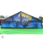 Giant Inflatable Haunted Maze blue haunted castle front wall displayed in an outdoor setup