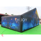 Giant Inflatable Haunted Maze blue forest side wall and black inflatable frame displayed outdoors