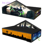 Giant Inflatable Haunted Maze with green tentacle castle artwork and exterior side panel views