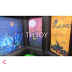 Giant Inflatable Haunted Maze interior corridor with four different Halloween wall panel designs