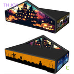 Giant Inflatable Haunted Maze pumpkin castle roofed exterior shown from two product angles