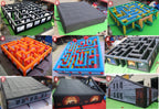 Giant Inflatable Haunted Maze collage showing multiple labyrinth shapes and exterior designs