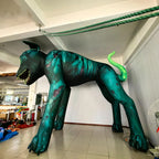 Giant Monster Wolf Inflatable side view showing four-legged stance, dark body markings and curled green tail