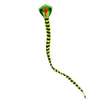 Giant Snake Kite displayed vertically on white with its full green and black striped tail visible
