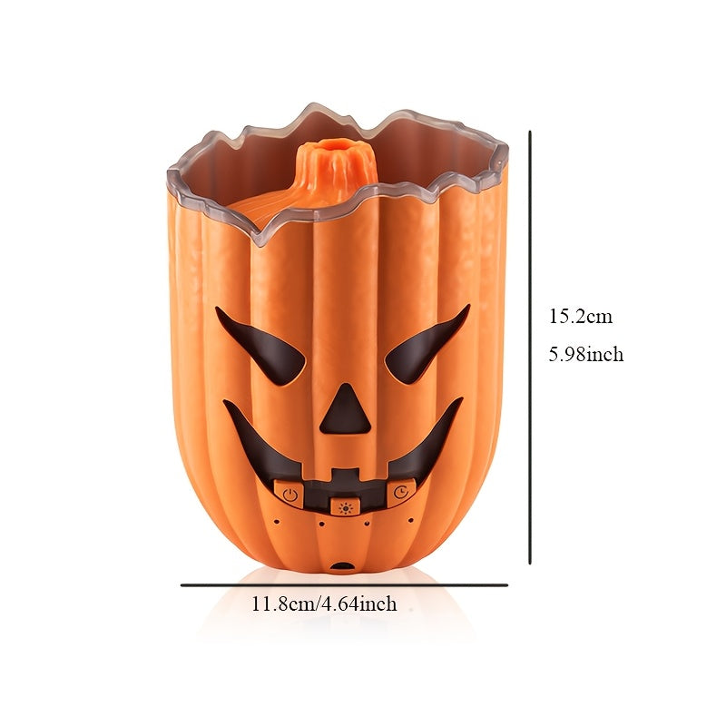 Glowing Pumpkin Humidifier size guide showing the jack-o'-lantern design, 15.2 cm height and 11.8 cm width.