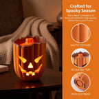 Glowing Pumpkin Humidifier close-up showing its matte texture, sculpted top and anti-slip base.