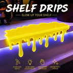 Glowing Slime Shelf Drips — Yellow acrylic drips over a purple-lit shelf, with material and glow feature callouts.