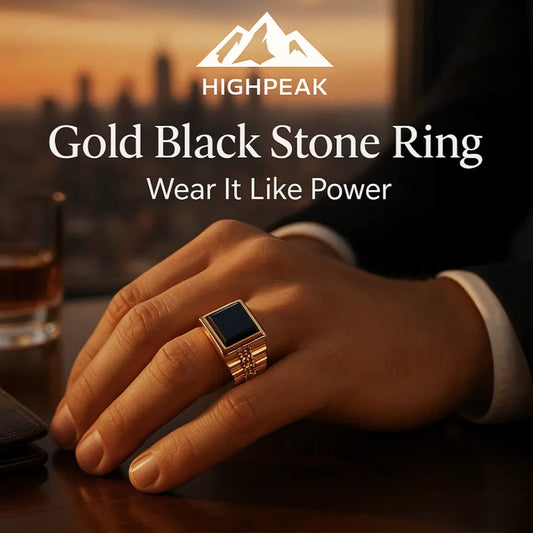 Gold Black Stone Ring