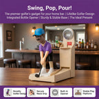 Golf Putter Bottle Opener on a home bar with a purple feature banner