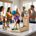 Golf Putter Bottle Opener with bottle caps on a kitchen counter during a gathering