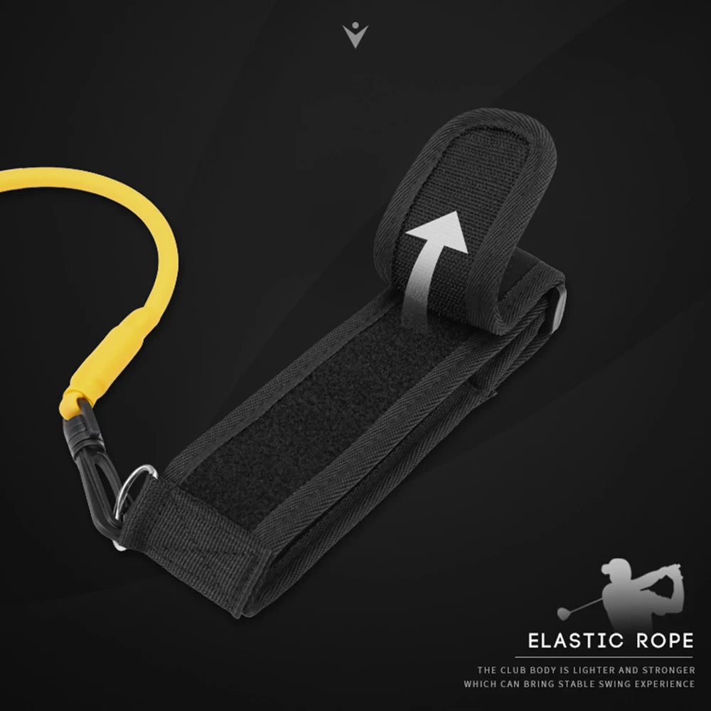 Golf Swing Resistance Trainer close-up of the adjustable arm cuff and elastic tube connection