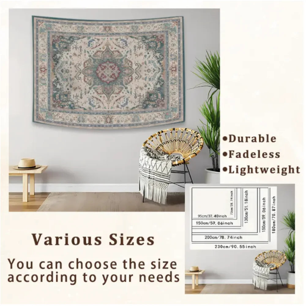 Supplier tapestry size overview with a floral design used as a general display example