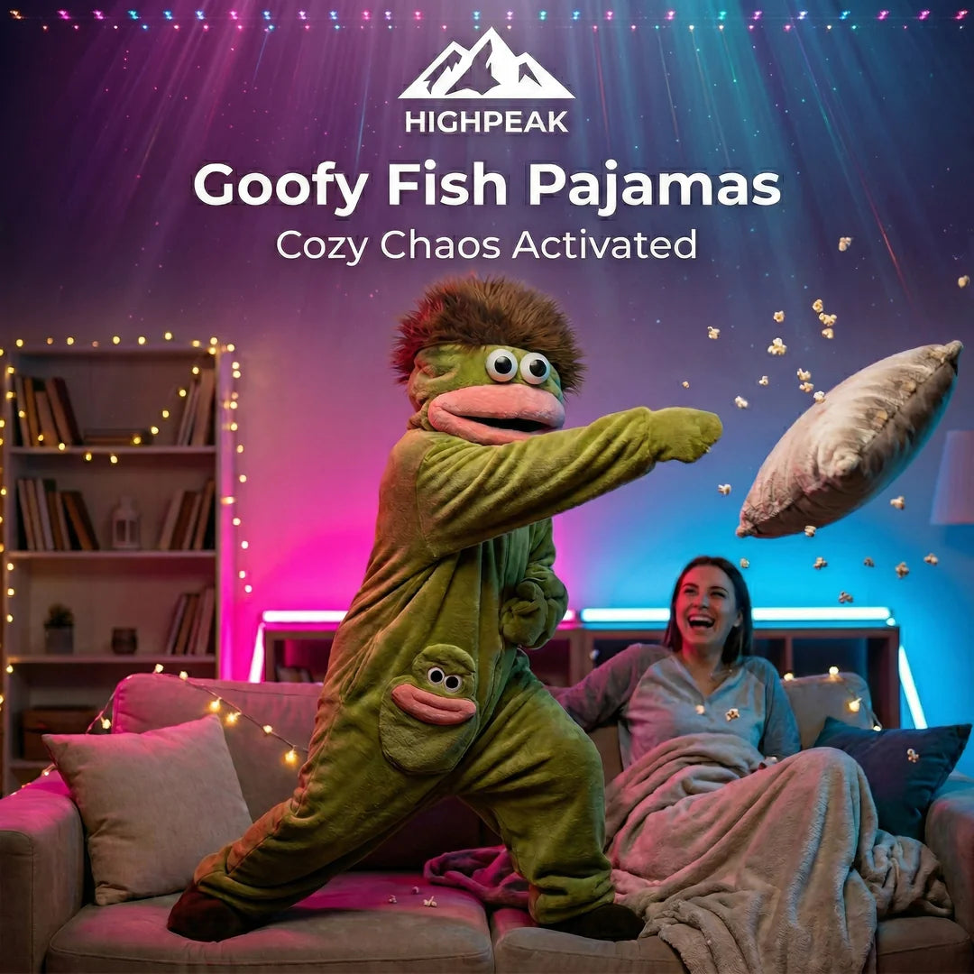 HighPeak Goofy Fish Pajamas | Funny Big Mouth Fish Costume Onesie