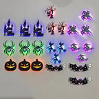 Halloween 3D Wall Lights 24-piece set displayed in groups of three matching silhouettes with colorful backlighting.