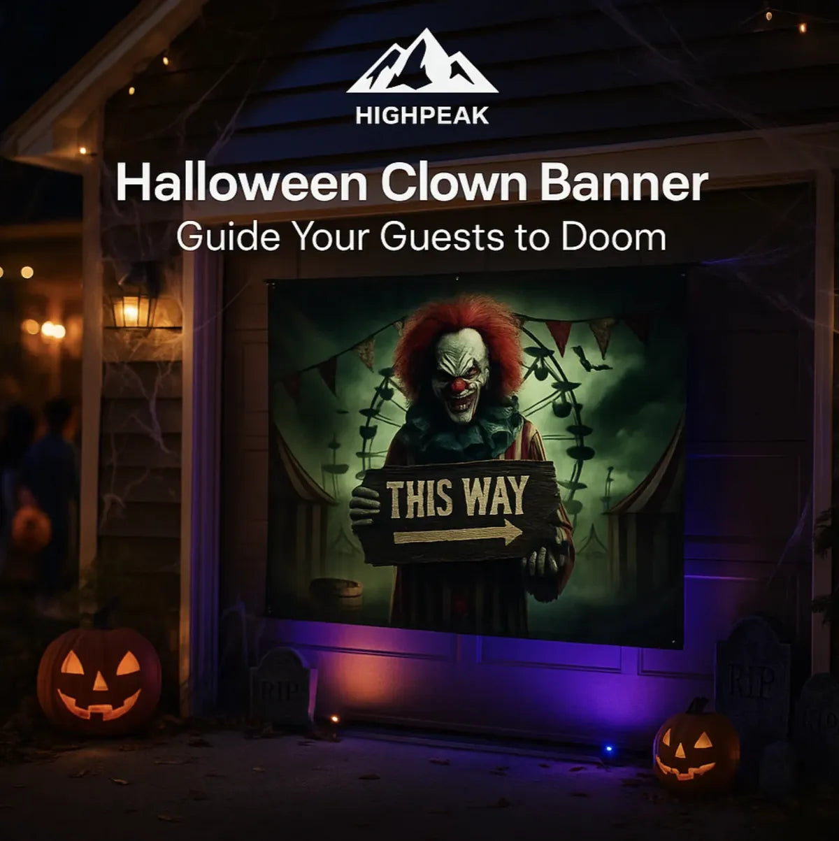 Halloween Directions Clown Banner