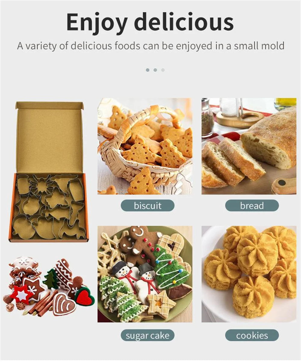 Halloween Cookie Cutter Set shown with biscuits, bread, sugarcraft, and cookie serving ideas.