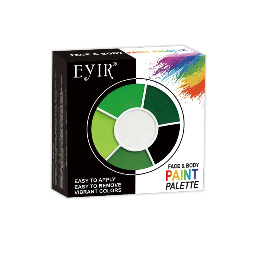 Halloween Face Paint Kit: EYIR face and body paint packaging showing the green, black, and white palette.