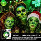 Halloween Face Paint Kit: Group costume makeup examples beside the EYIR paint box.