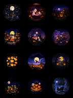 Halloween Galaxy Projector complete set of 12 ghost, pumpkin, witch, moon, and haunted films