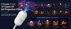 Halloween Galaxy Projector beside the full selection of 12 interchangeable Halloween films