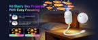 Halloween Galaxy Projector lens focusing steps shown with a projected pumpkin scene