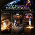 Halloween Galaxy Projector displaying night-light, projection, and combined lighting modes
